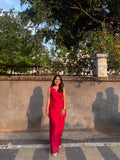 Indyadiva Laalima maroon Seelveless Farshi Set