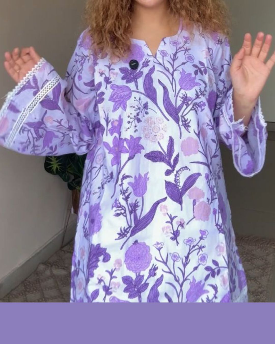 Indyadiva Aamna Three Pcs Lilac Cotton Farshi Set