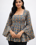 Indyadiva Bulbul Short Double FlaredPeplum Top