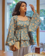 Indyadiva Bulbul Short Double FlaredPeplum Top