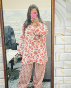 Indyadiva Rust Brown Nazakat Cotton Farshi Salwar 3 pcs Set