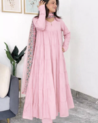 Indyadiva Lehr Viscose Mul Mul Cotton Fabric Anarkali Suit Set
