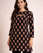 Indyadiva Neer Convertible Kurti in Black Printed