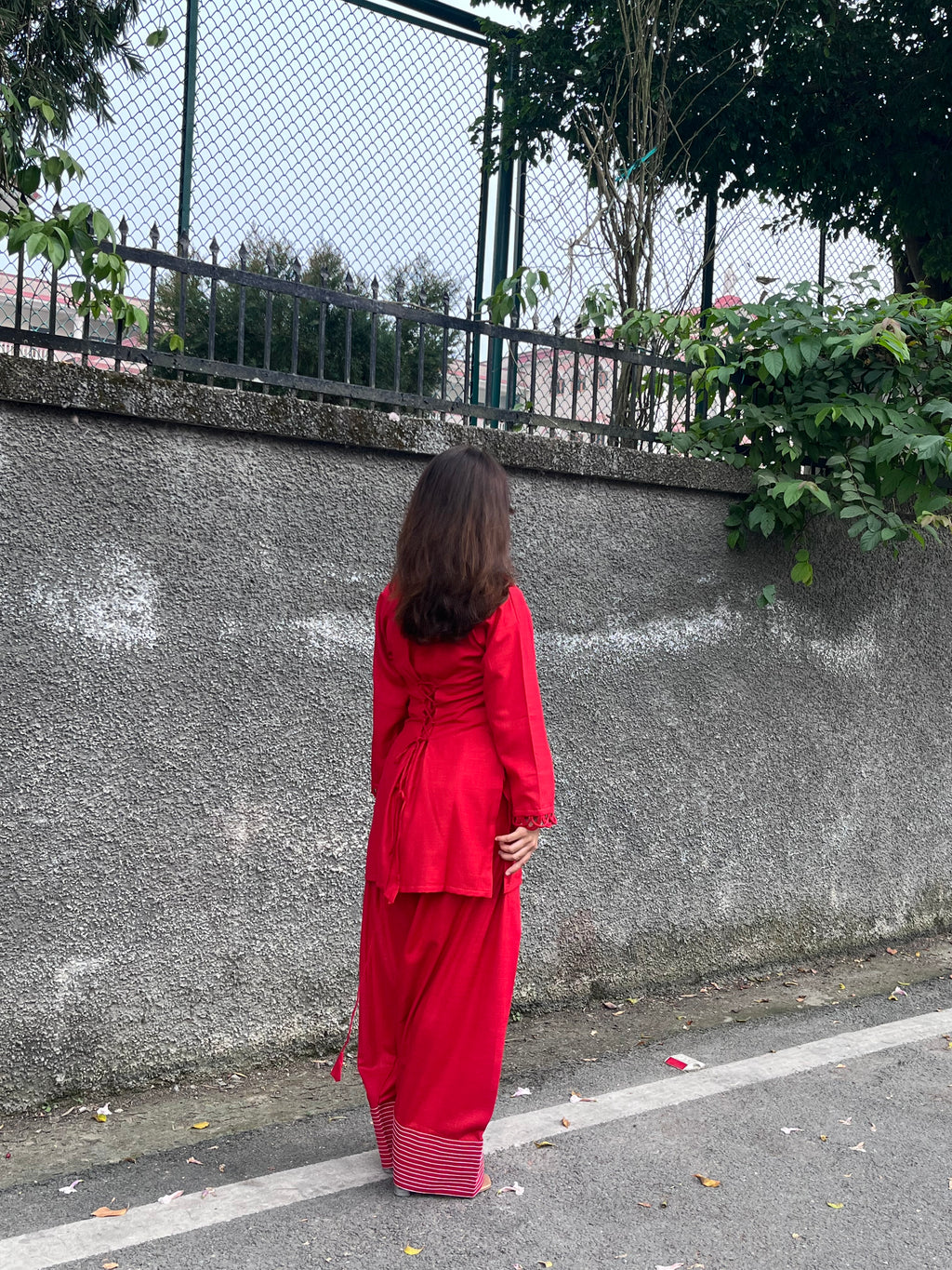 Indyadiva Rivaara Red corset back farshi set