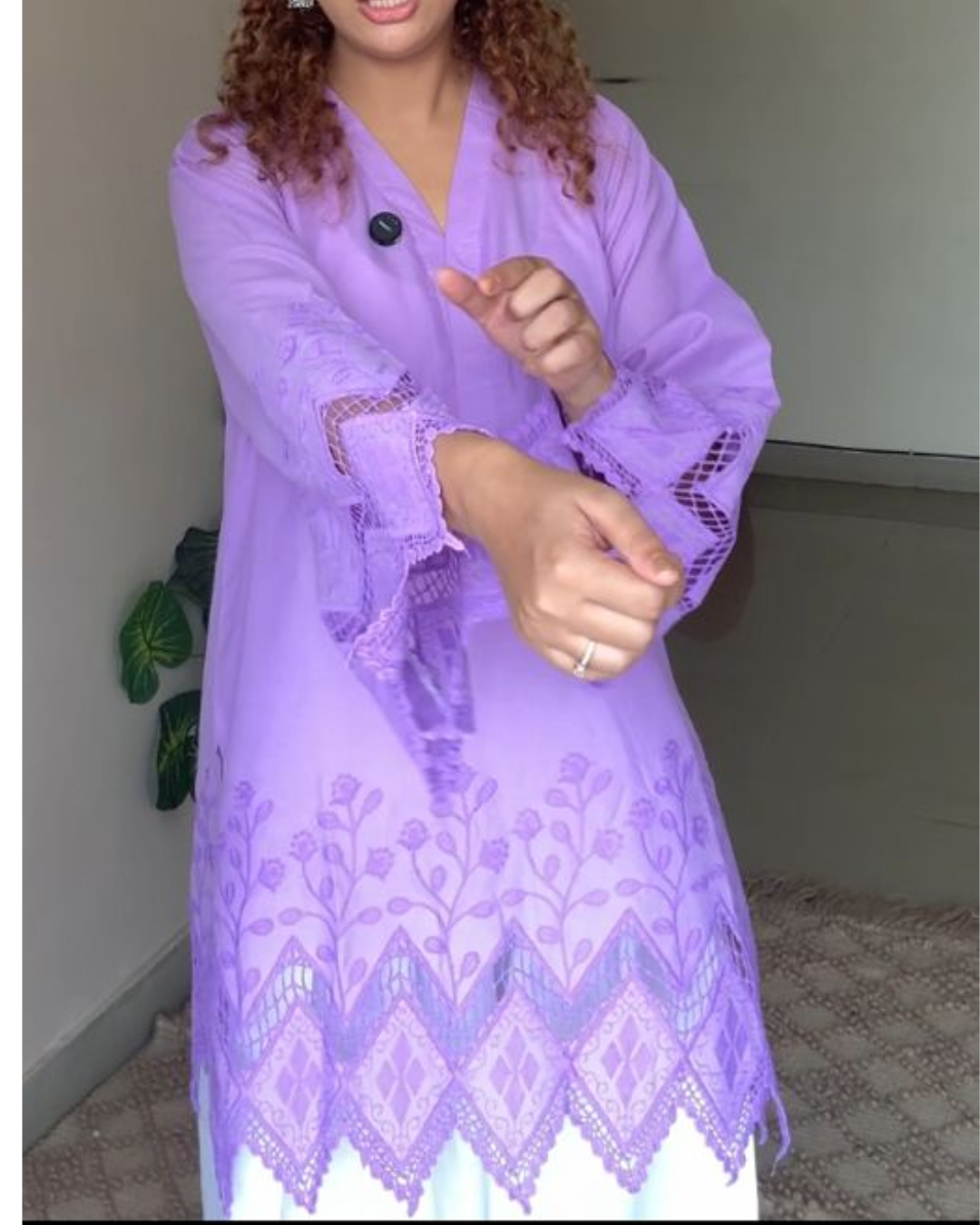 Indyadiva Ruhani Lilac cotton 3D Embroidery Farshi Set