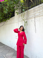 Indyadiva laal chuski Red Kurti Co-ord Set