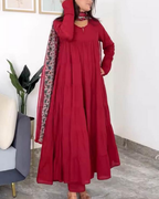 Indyadiva Lehr Viscose Mul Mul Cotton Fabric Anarkali Suit Set