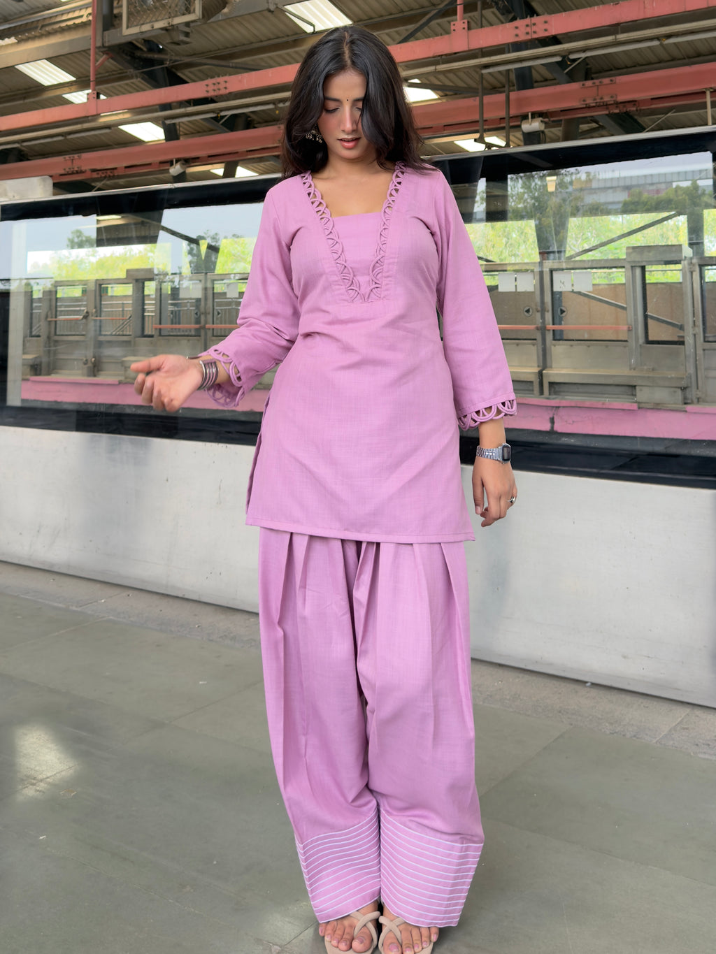 Indyadiva Gulbahar Blush Kurta Set