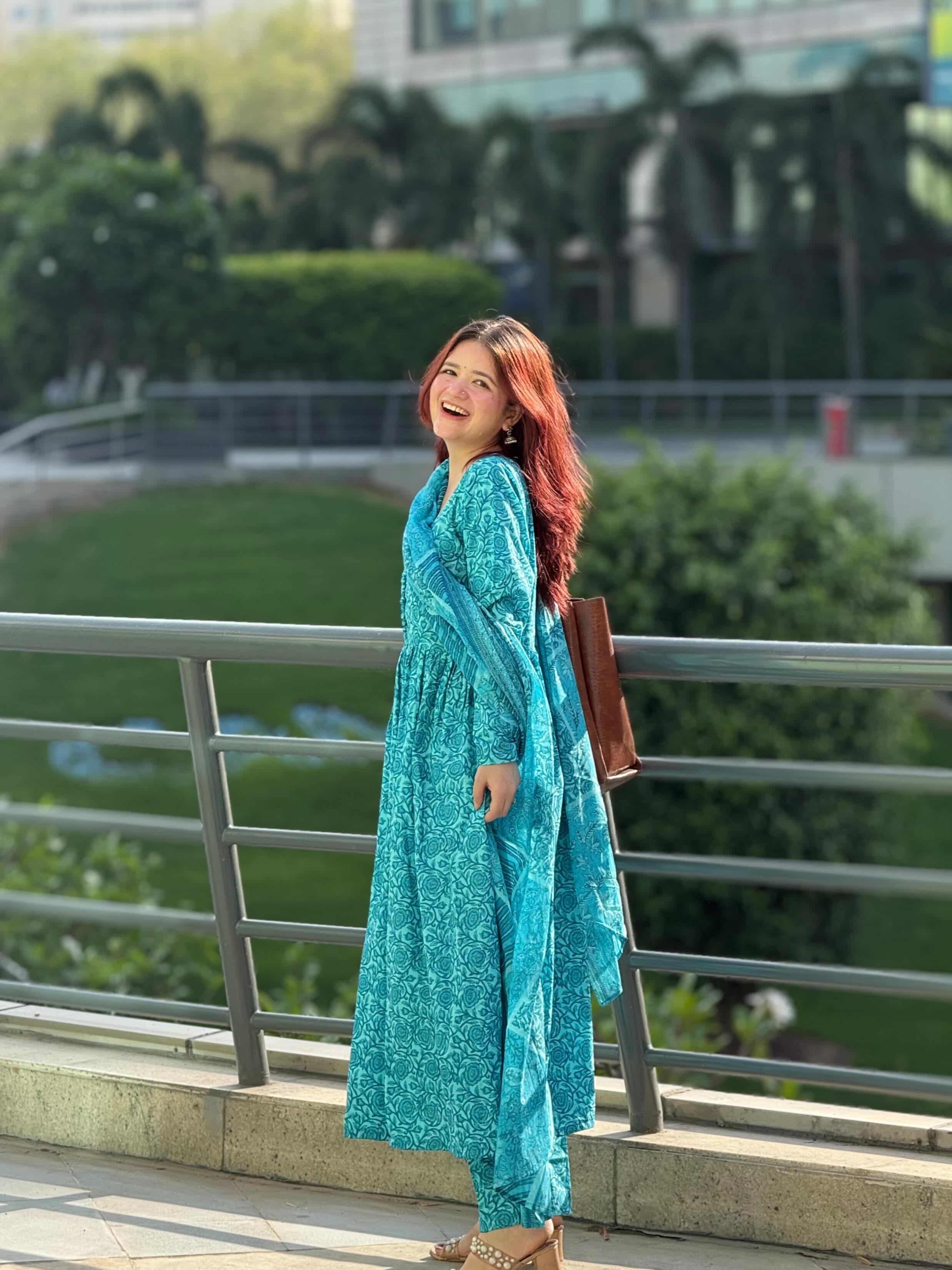 Indyadiva masakali cotton three pcs Anarkali set
