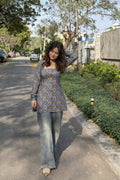 Indyadiva Shelly Short corset back Cotton Kurti