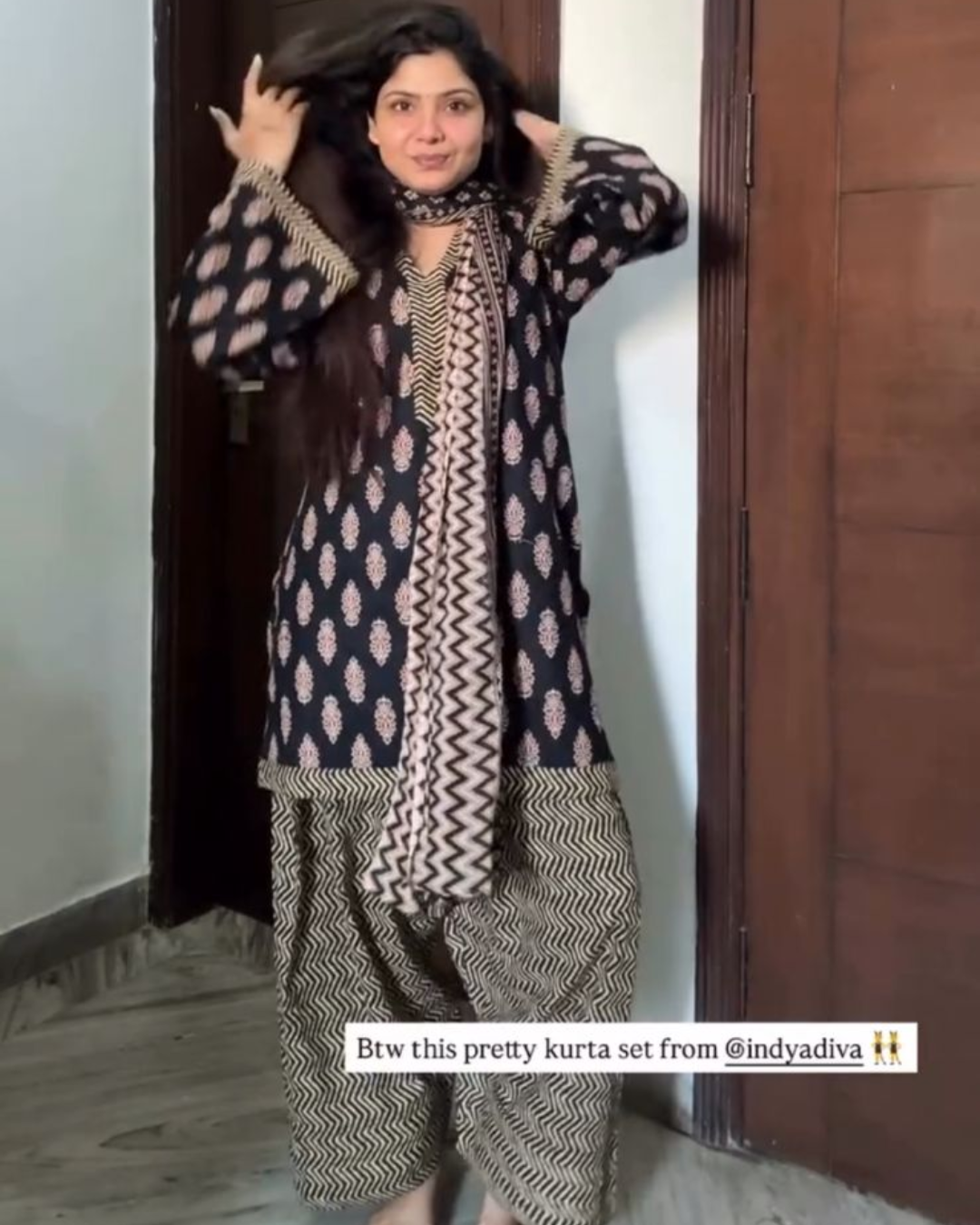 Indyadiva phool Ajrak Cotton 3 pcs Farshi set