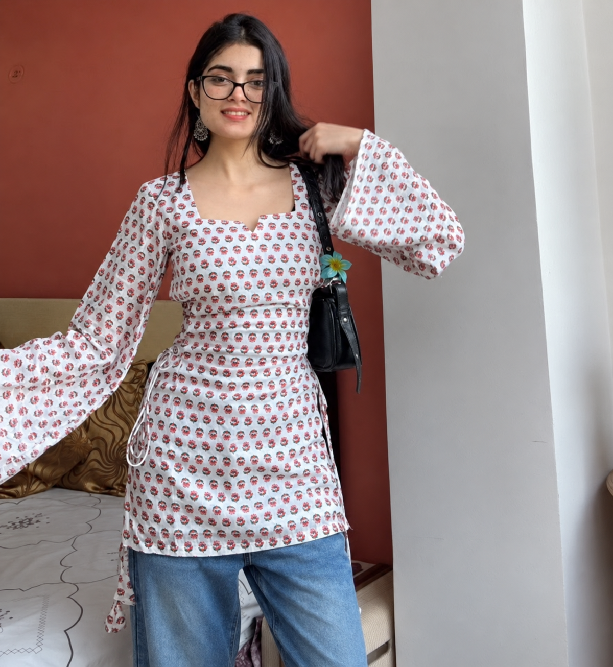 Indyadiva Pari Side Corset White Short Kurti