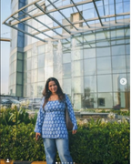 Indyadiva Heer Blue Indigo Short Kurti with Corset back