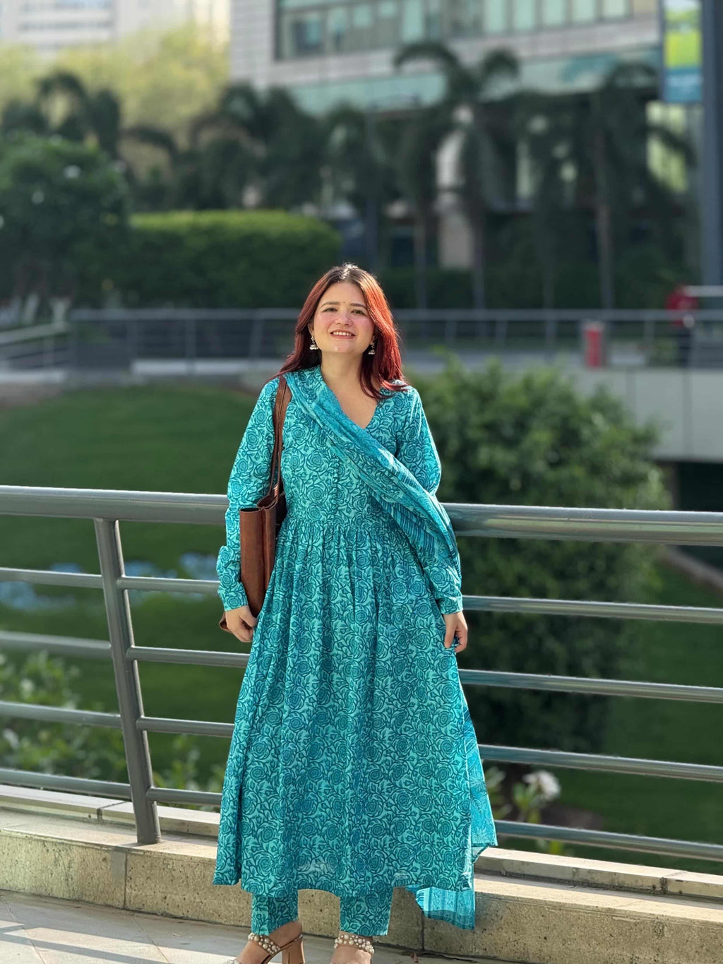 Indyadiva masakali cotton three pcs Anarkali set
