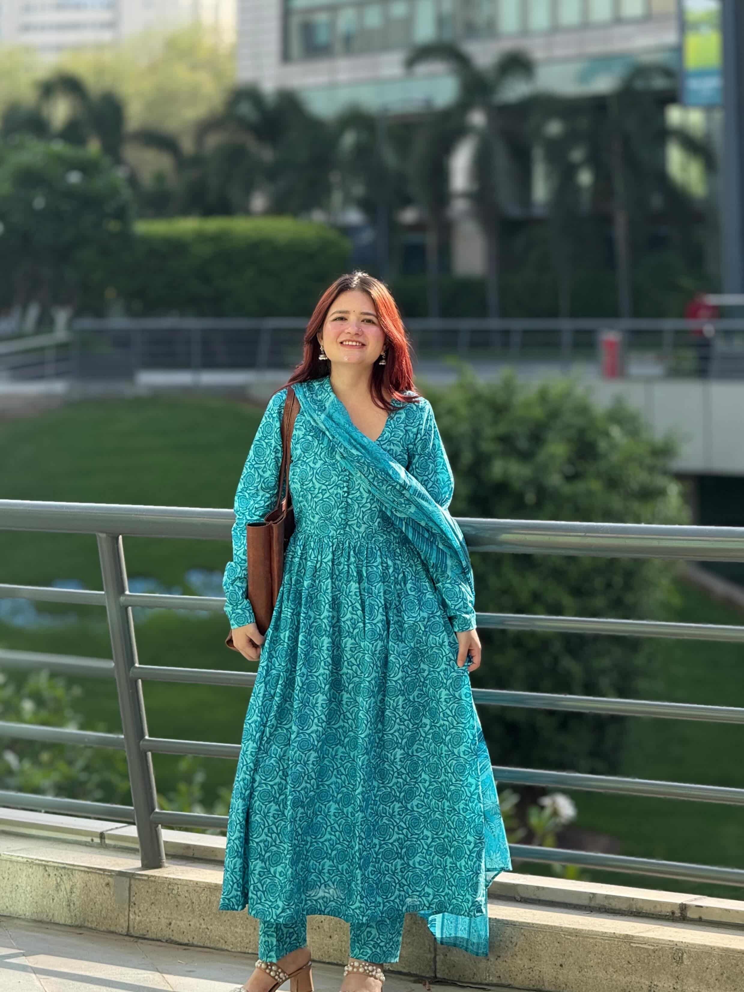 Indyadiva masakali cotton three pcs Anarkali set