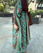 Indyadiva Gulnaaz three pcs set teal green color pure cotton