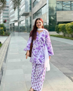 Indyadiva Jasmin Purple Kurti With Farshi Set-3pcs