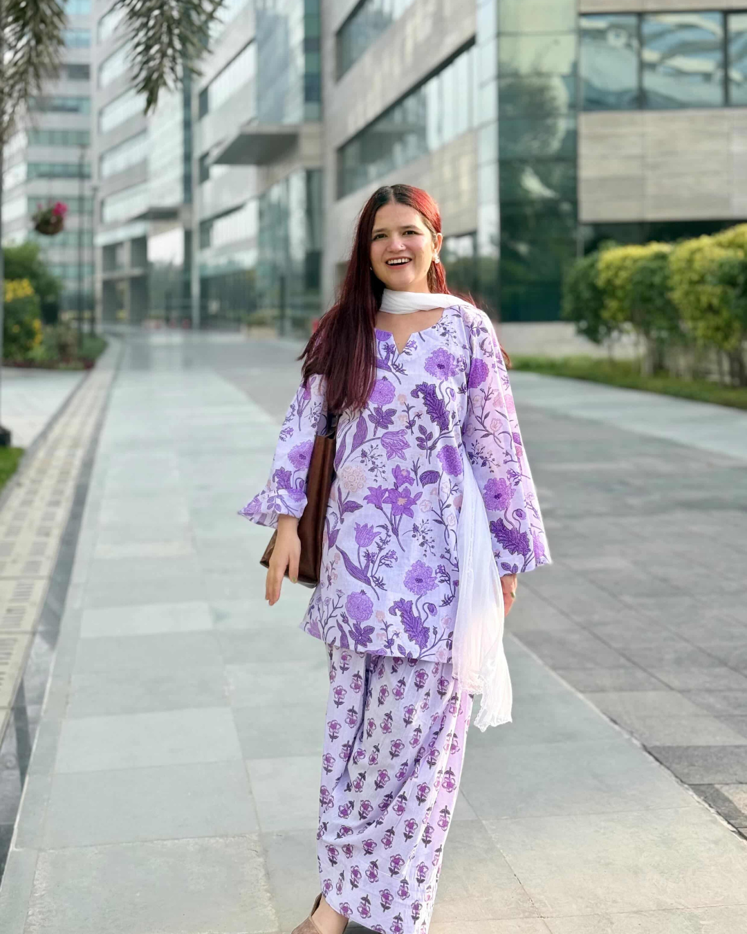 Indyadiva Jasmin Purple Kurti With Farshi Set-3pcs