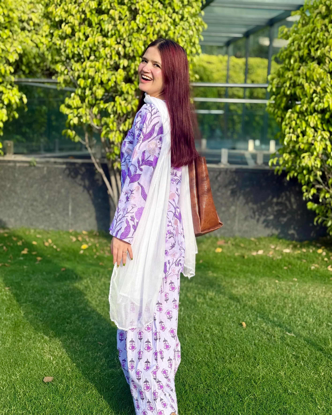 Indyadiva Jasmin Purple Kurti With Farshi Set-3pcs