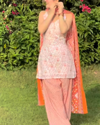 Indyadiva Rhem 3 pcs Backless Short Kurti With Farshi Salwar
