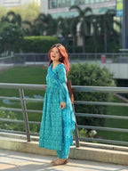 Indyadiva masakali cotton three pcs Anarkali set