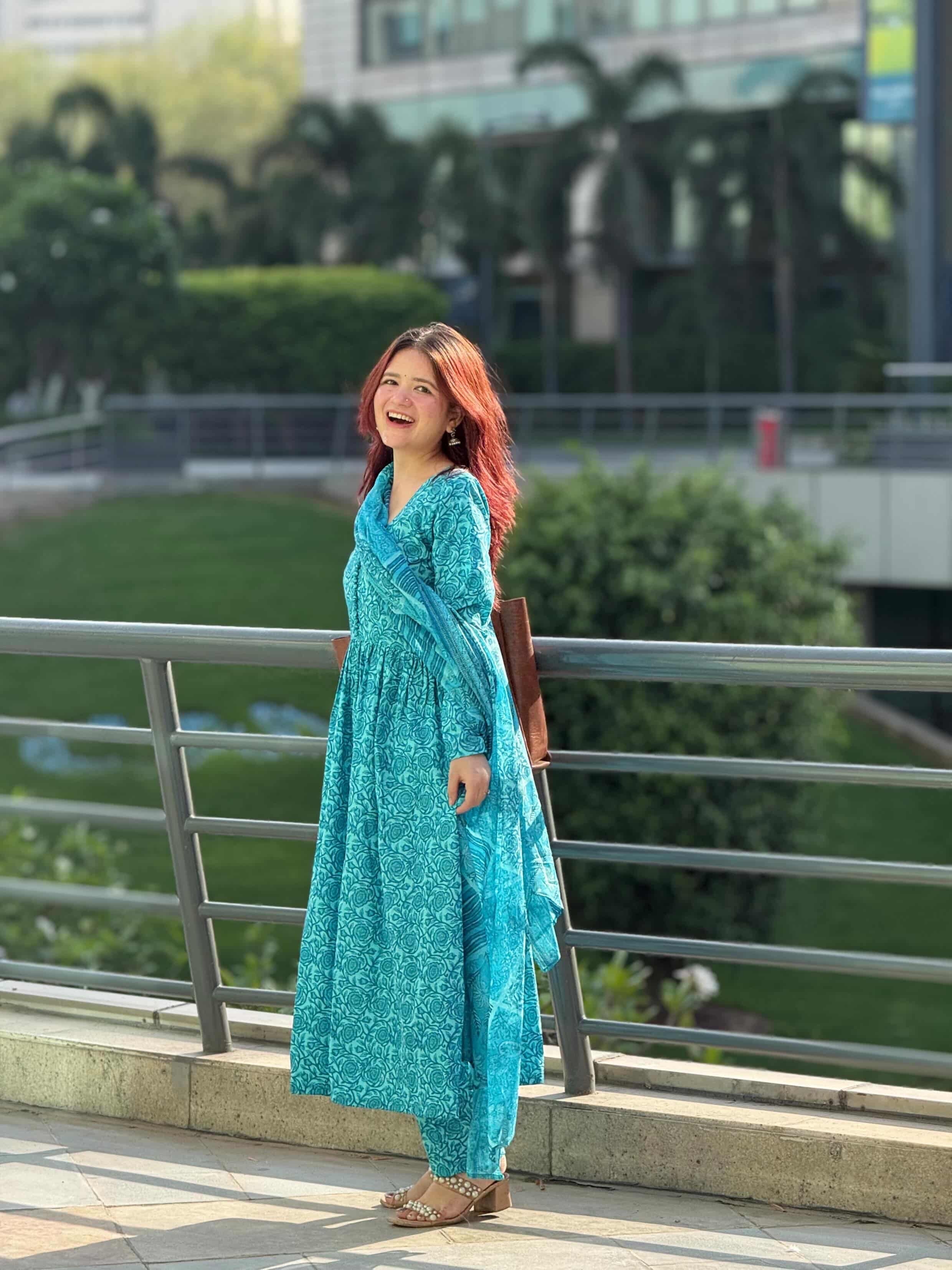 Indyadiva masakali cotton three pcs Anarkali set