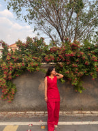 Indyadiva Laalima maroon Seelveless Farshi Set