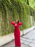 Indyadiva laal chuski Red Kurti Co-ord Set