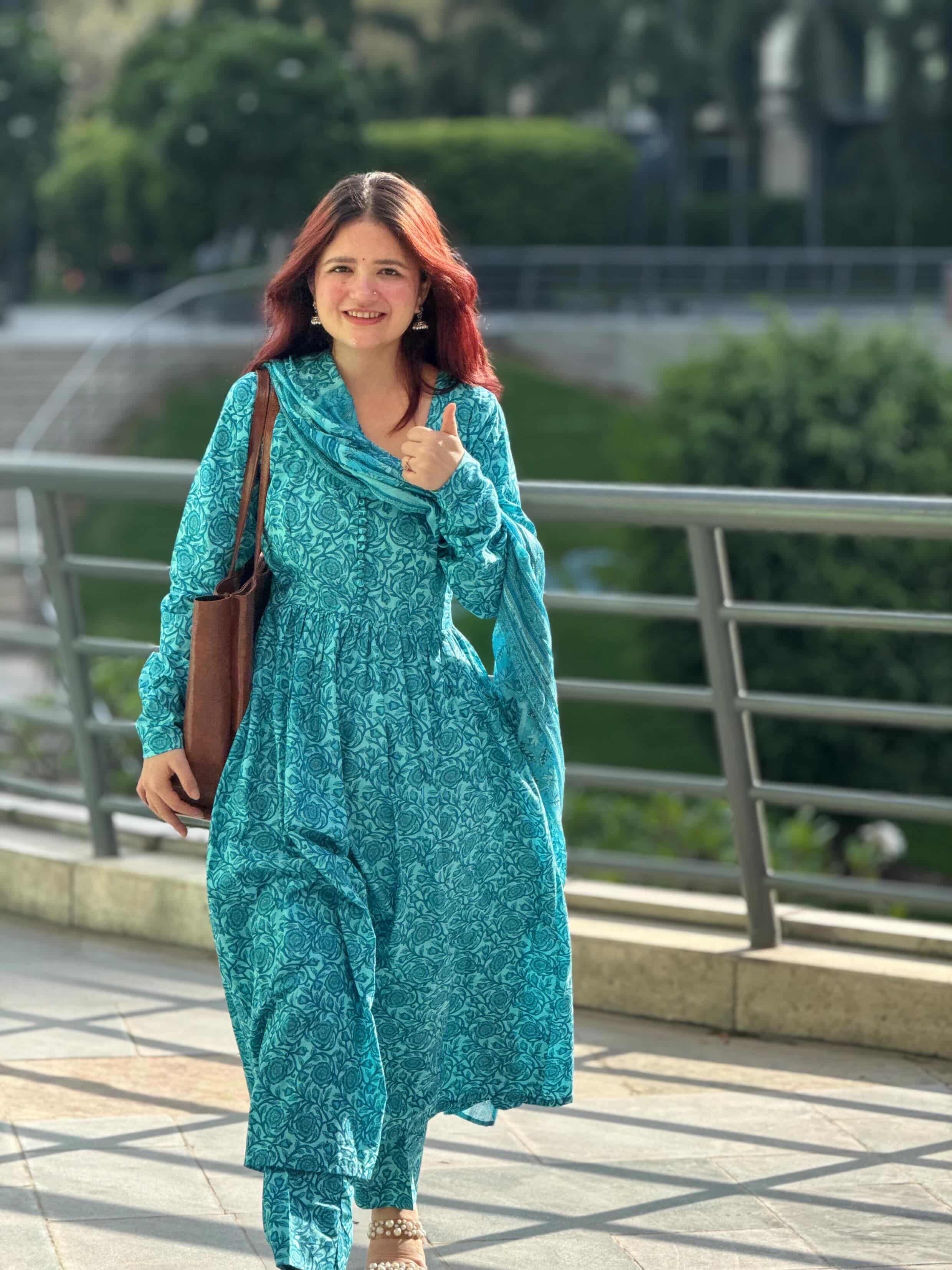 Indyadiva masakali cotton three pcs Anarkali set