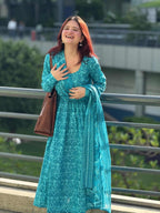 Indyadiva masakali cotton three pcs Anarkali set