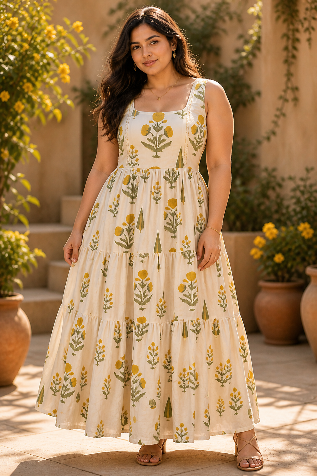 Indyadiva Sunlit Bloom Cotton Maxi Dress 🌼