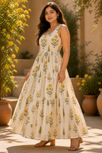 Indyadiva Sunlit Bloom Cotton Maxi Dress 🌼