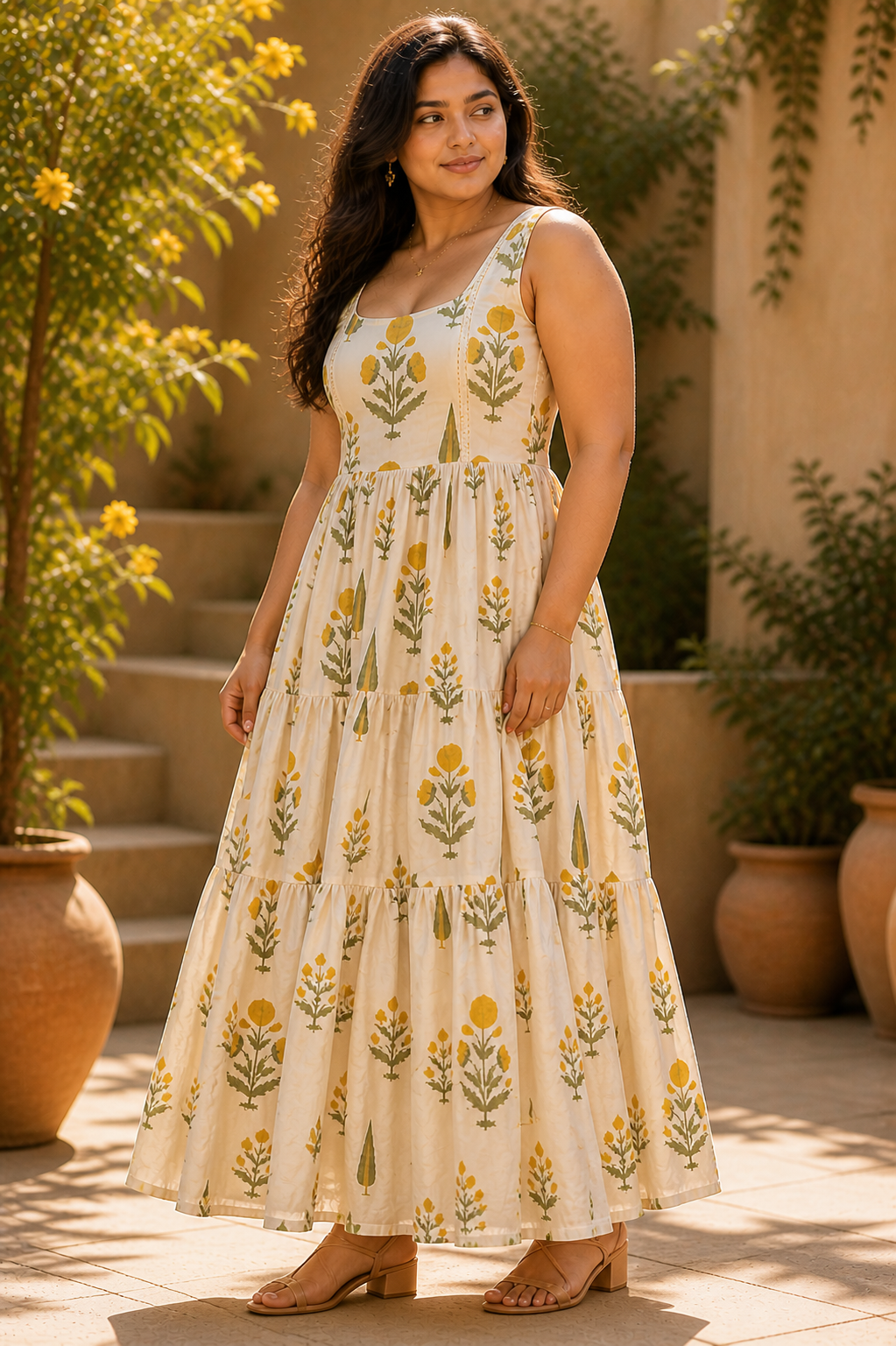 Indyadiva Sunlit Bloom Cotton Maxi Dress 🌼