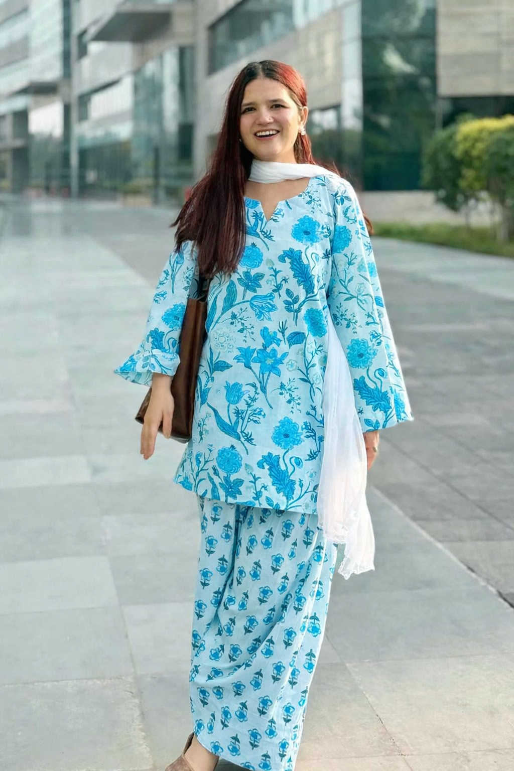 Indyadiva Jasmin Purple Kurti With Farshi Set-3pcs