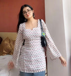 Indyadiva Pari Side Corset White Short Kurti