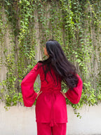 Indyadiva laal chuski Red Kurti Co-ord Set