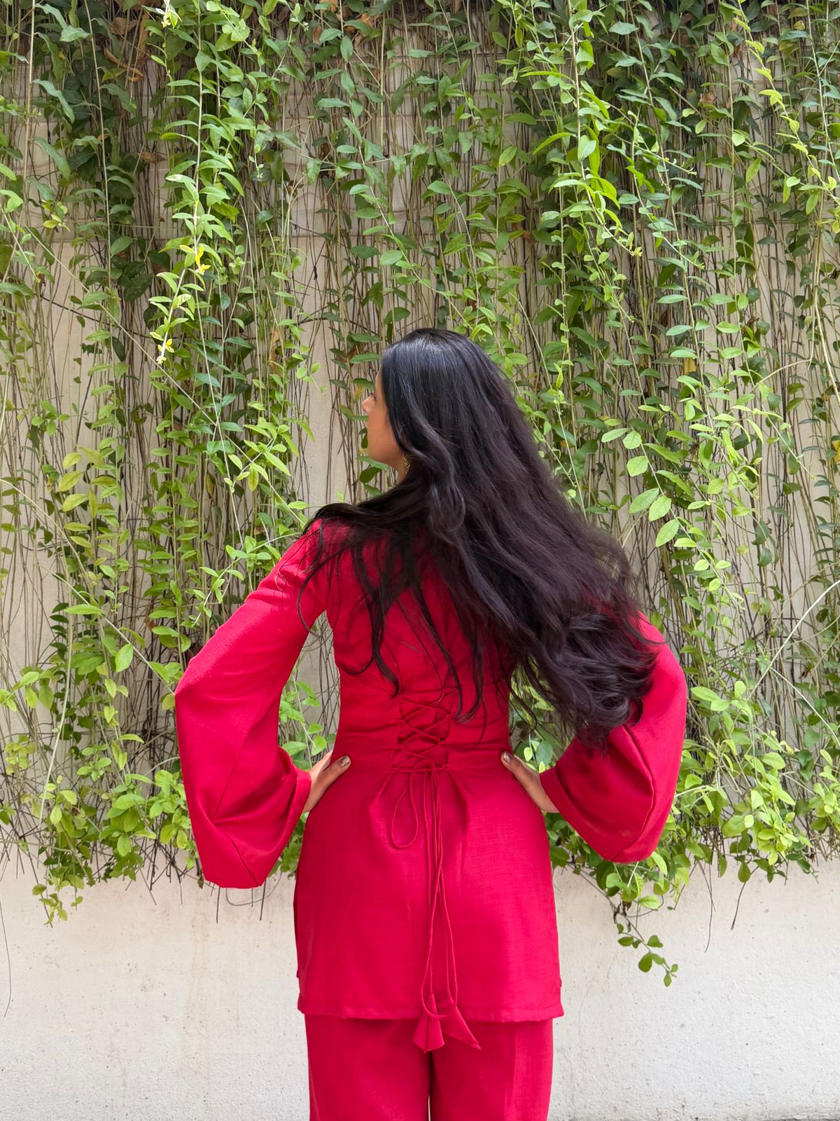 Indyadiva laal chuski Red Kurti Co-ord Set