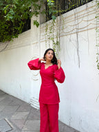 Indyadiva laal chuski Red Kurti Co-ord Set
